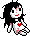 a pixel doll laughing wickedly